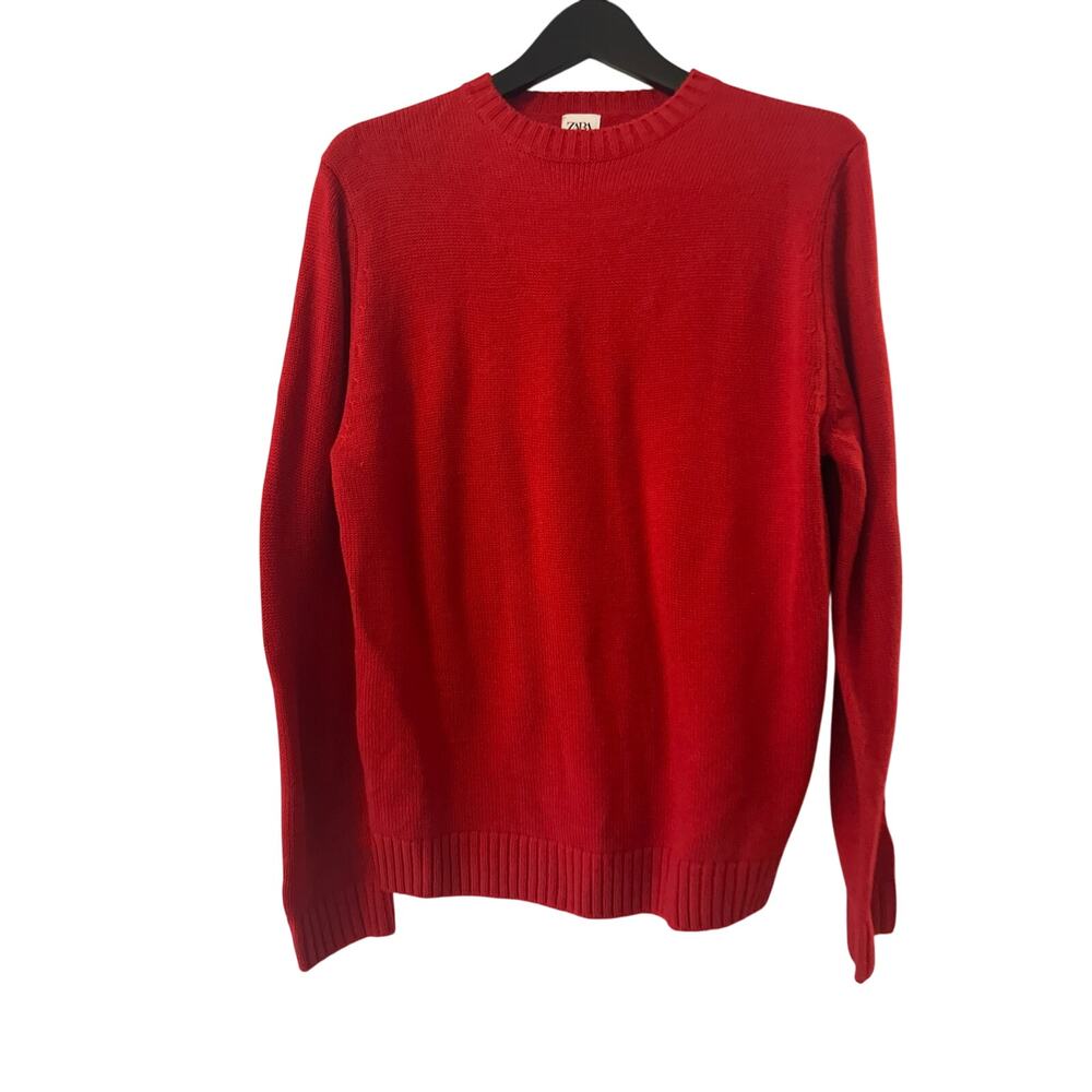 Zara men red sweater SzM Christmas holiday wear
